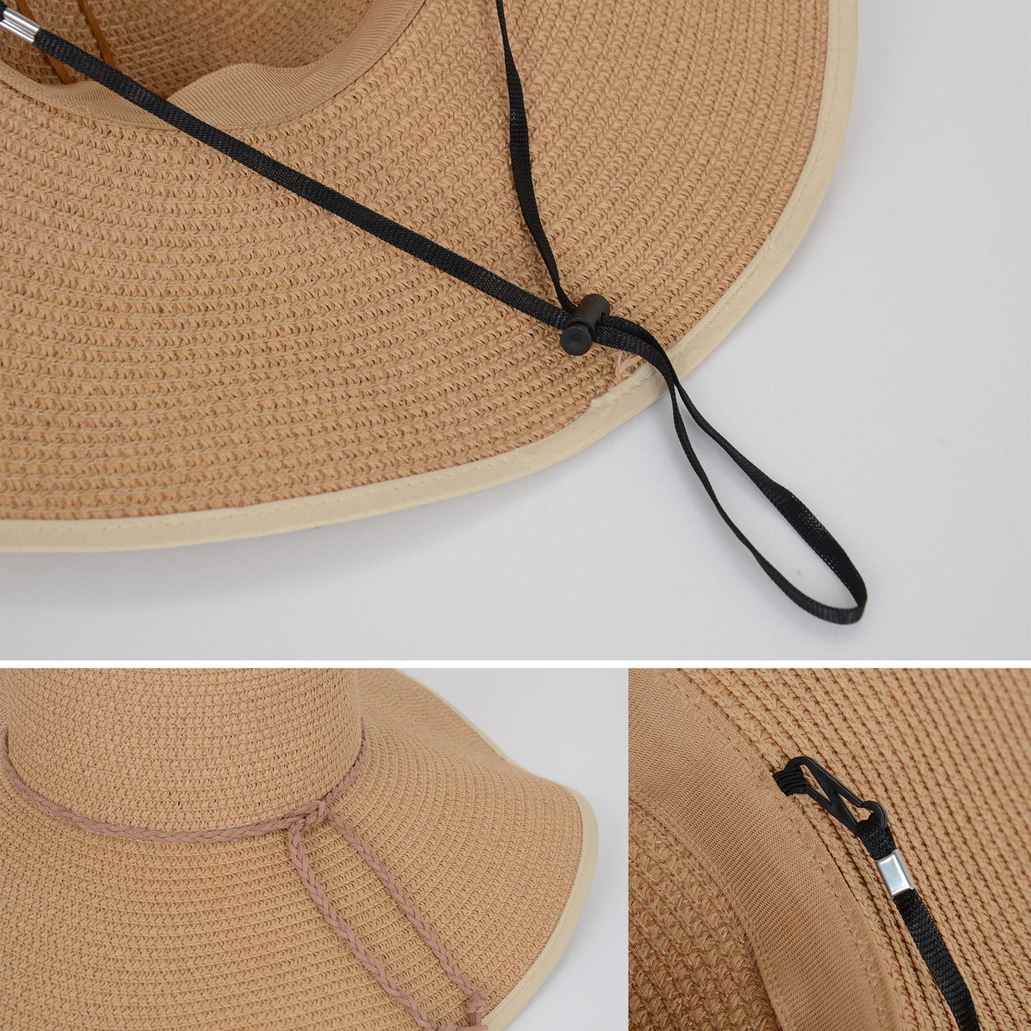Anna-Kaci Wide Brim Straw Sun Hat with Braided Cord Detail Lightweight Packable Design for Beach Outdoor Protection