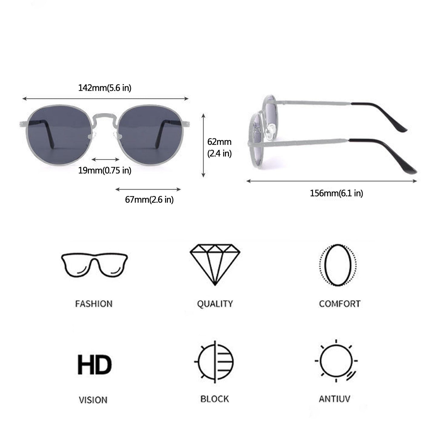 Anna-Kaci Women's Retro Metal Round Sunglasses