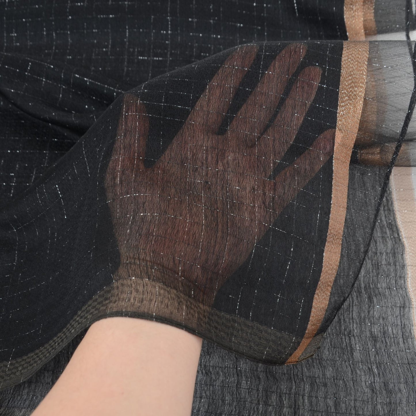 Anna-Kaci Women's Lightweight Sheer Scarf with Subtle Metallic Thread Detail Elegant Long Wrap Accessory