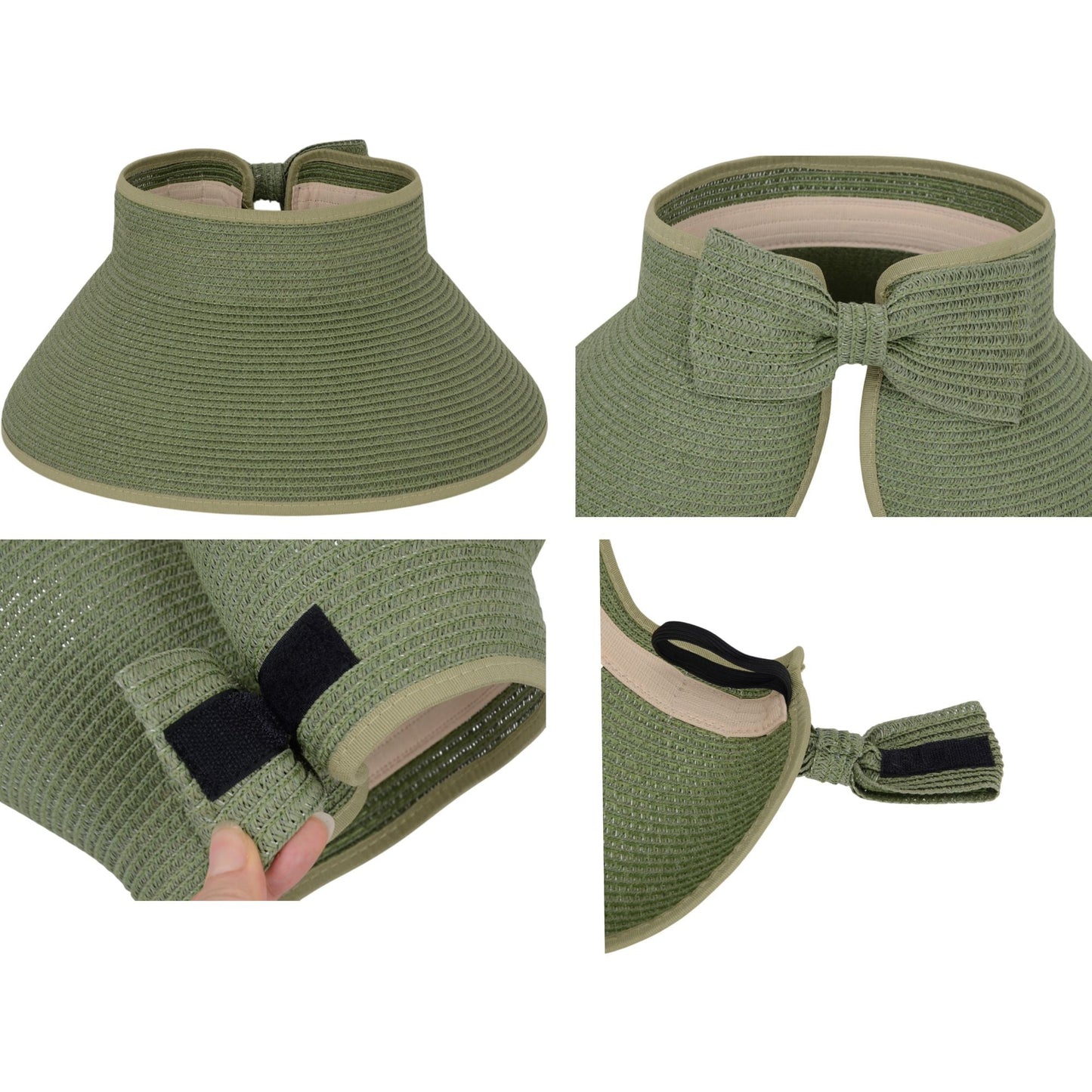 Anna-Kaci Women's Wide Brim Visor Hat with Bow Detail Adjustable Velcro Closure for Beach or Outdoor Protection