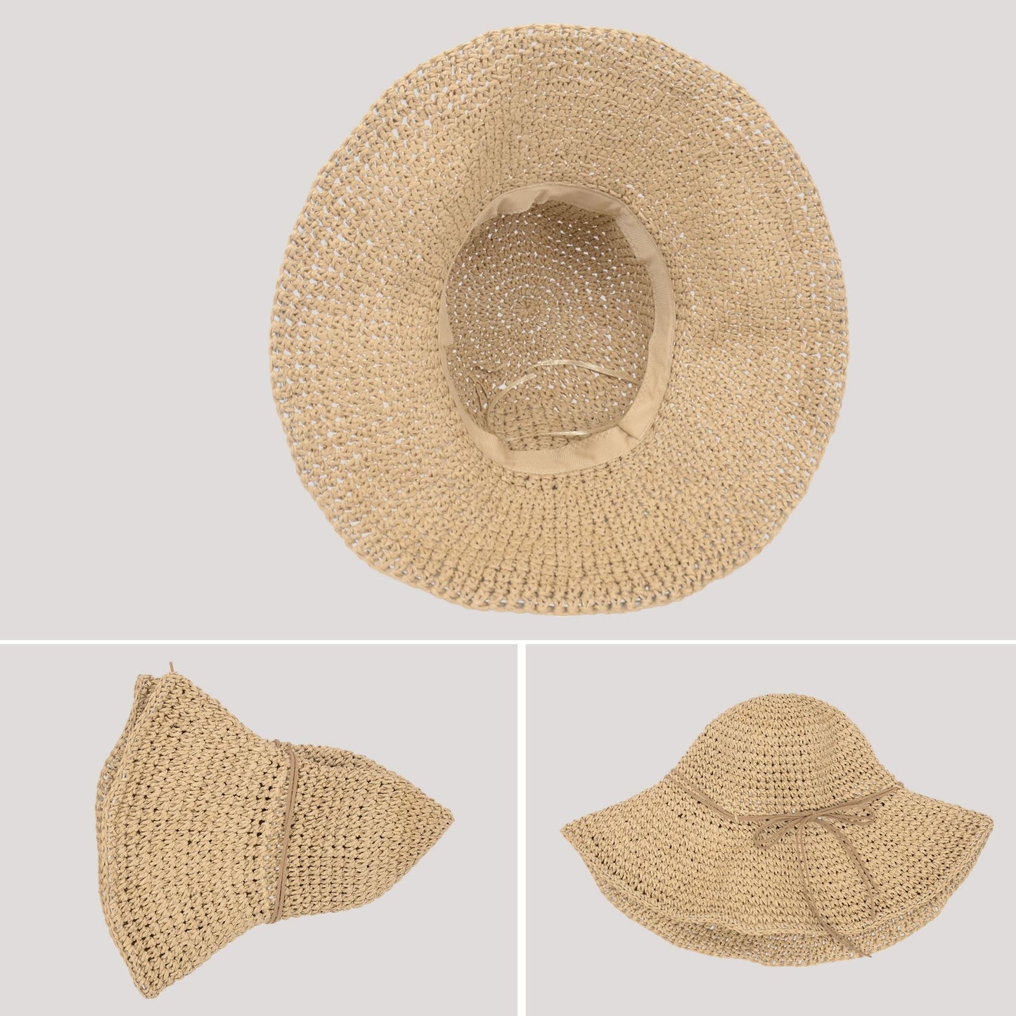 Anna-Kaci Woven Floppy Sun Hat with Rounded Crown and Decorative Bow Detail for Elegant Summer Shade and Vacation Style