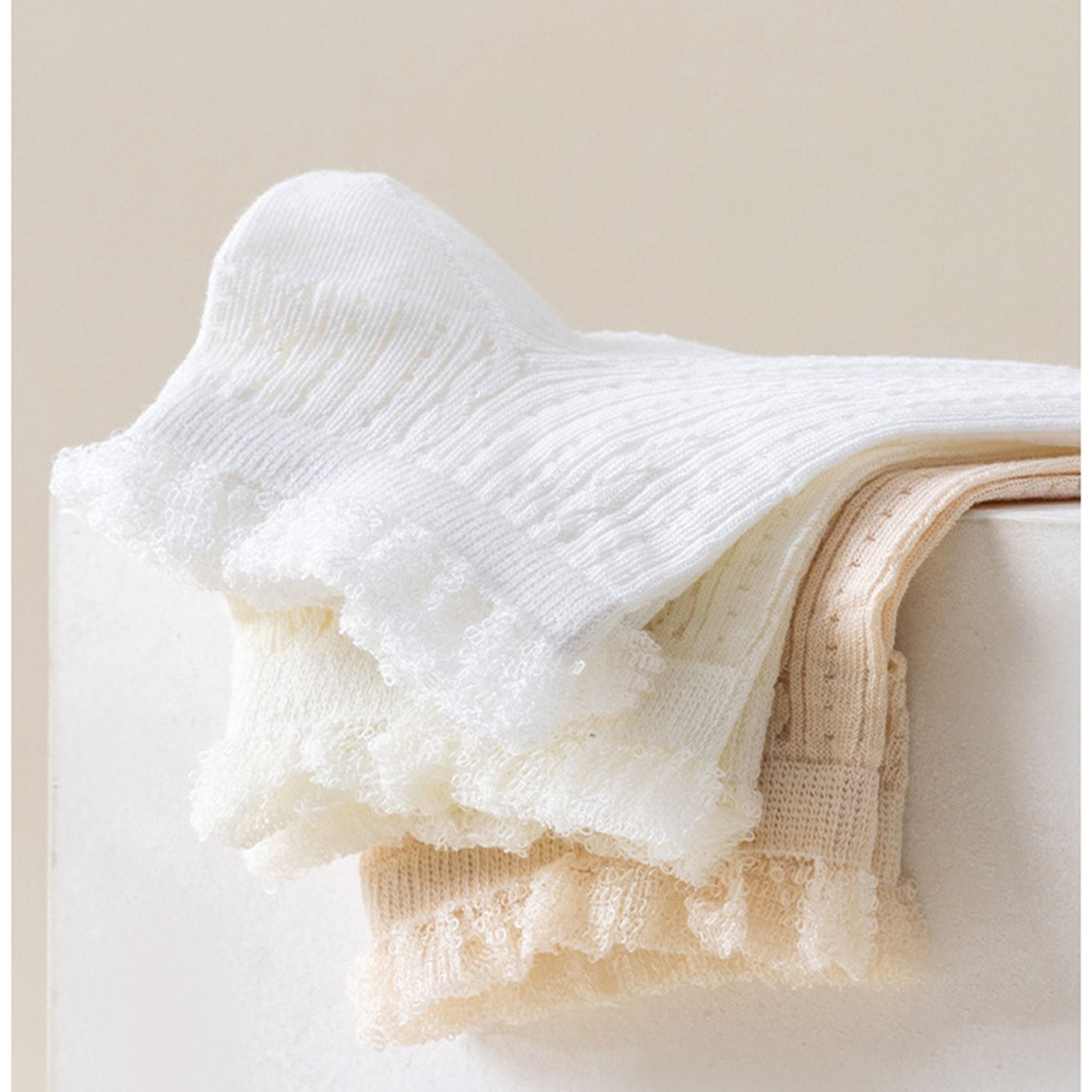 Anna-Kaci Women's 4-Pair Pack Breathable Lace Trim Ankle Socks with Open Knit Mesh Texture and Cotton Comfort