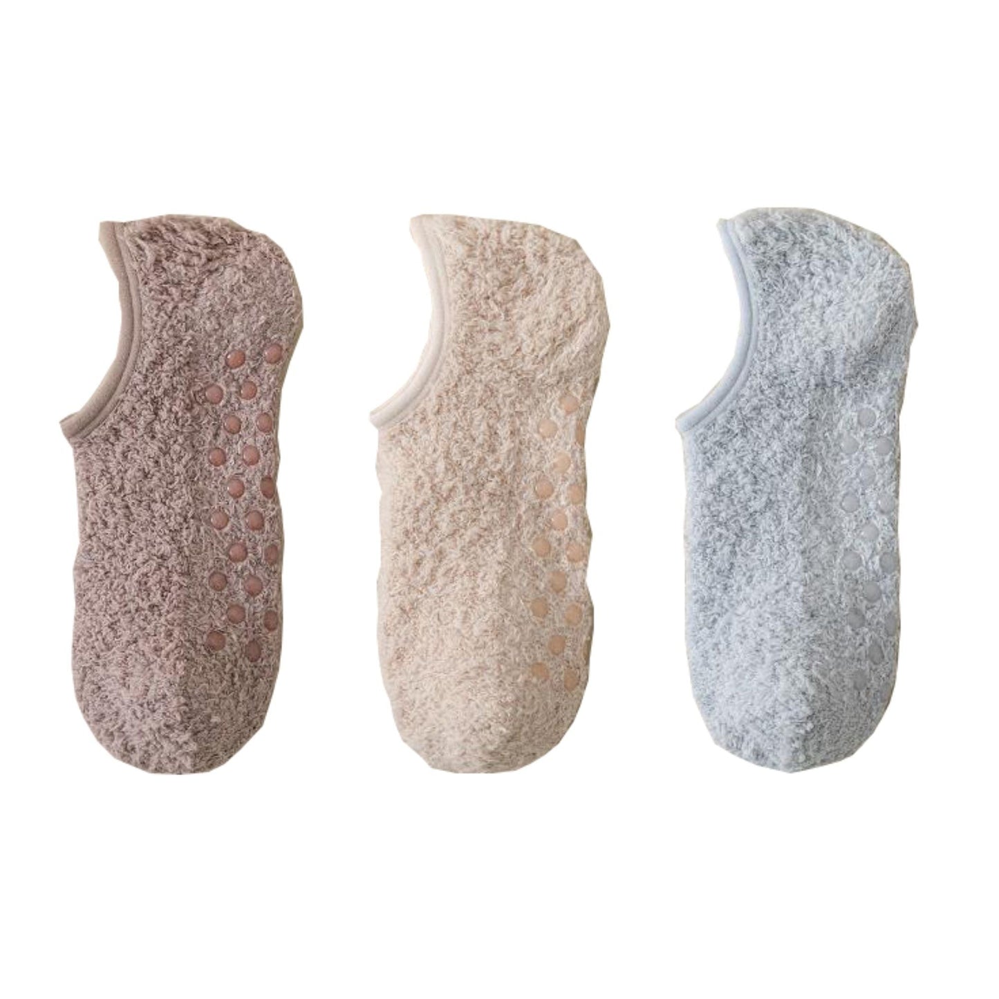 Anna-Kaci Men's 3-Pack Fuzzy Grip Socks Low Cut Non-Slip Indoor Slipper Lounge Fit