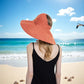 Anna-Kaci Wide Brim Sun Hat with Ponytail Hole Neck Tie Closure and Patterned Lining for UV Protection and Outdoor Style