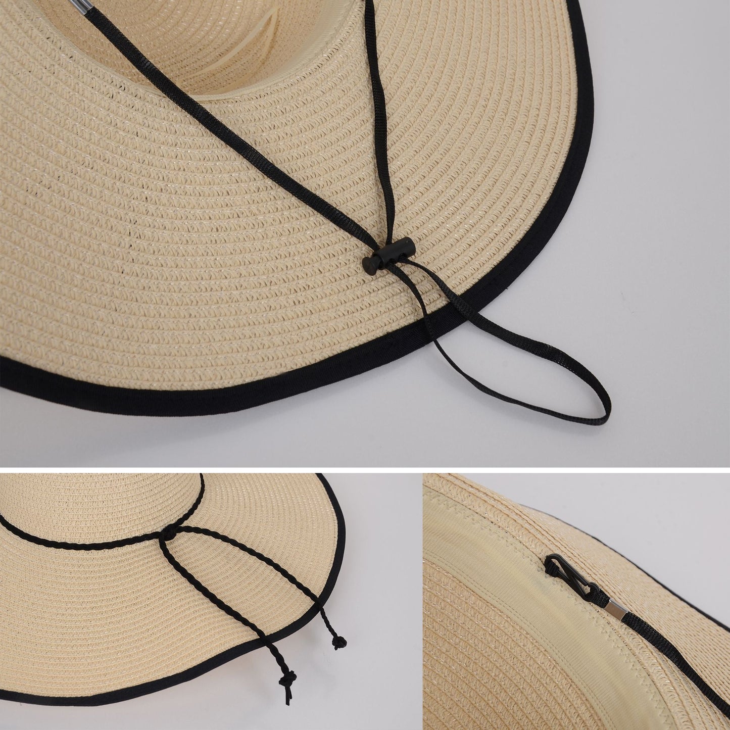 Anna-Kaci Wide Brim Straw Sun Hat with Braided Cord Detail Lightweight Packable Design for Beach Outdoor Protection