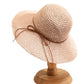 Anna-Kaci Woven Floppy Sun Hat with Rounded Crown and Decorative Bow Detail for Elegant Summer Shade and Vacation Style