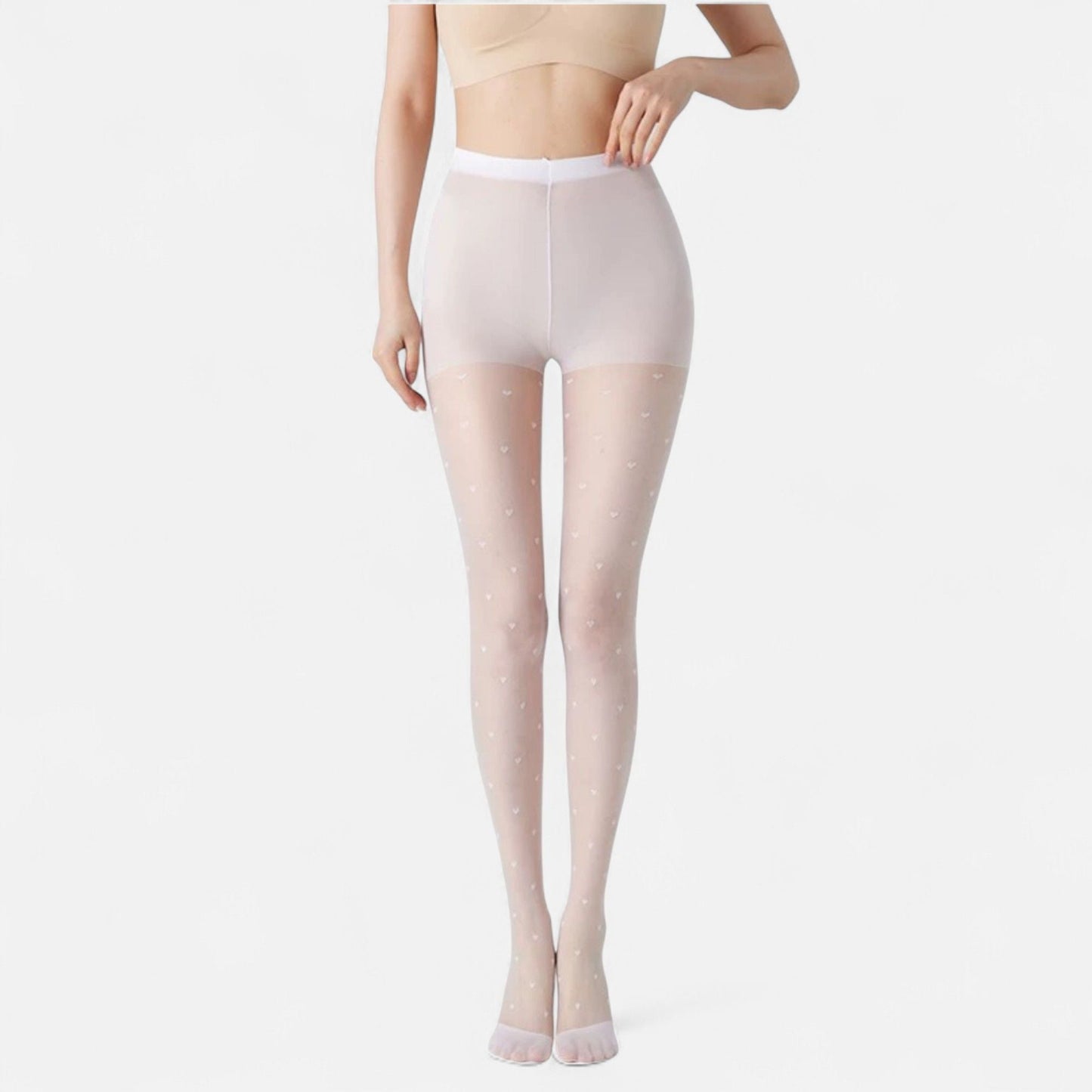 Anna-Kaci Women's Sheer Black Tights with Allover Polka Dot Pattern and Reinforced Toe Detail