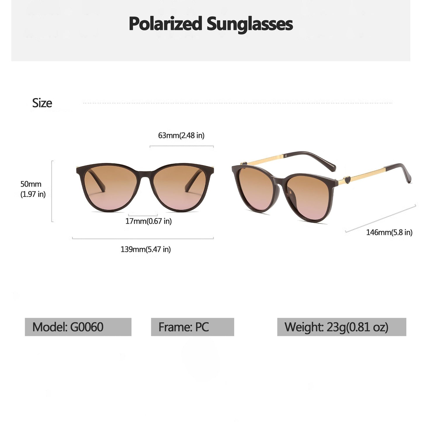 Anna-Kaci Women's Cat-Eye Sunglasses with Heart-Accent Temples