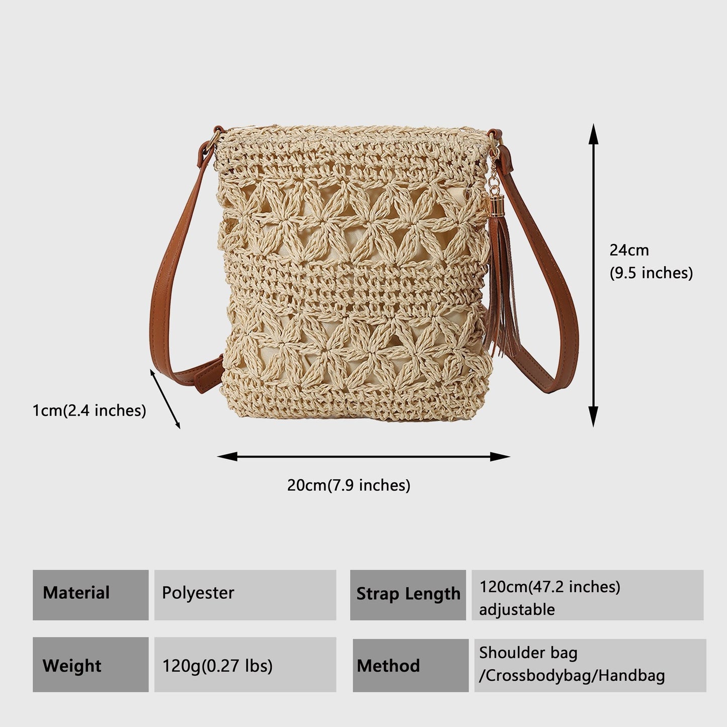 Anna-Kaci Women's Bohemian Crochet Shoulder Bag with Leather Straps