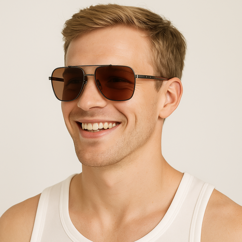 Anna-Kaci Men's Fashion Two Tone Box Polarized Sunglasses UV400 Protection