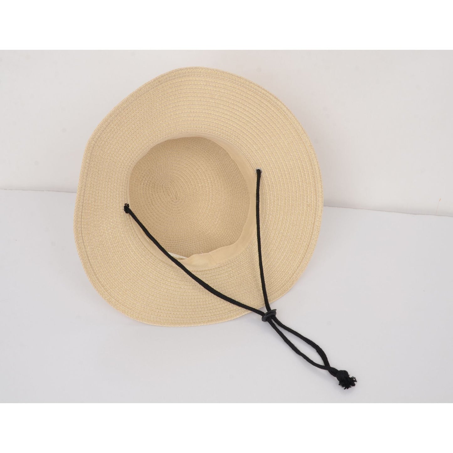Anna-Kaci Wide Brim Straw Sun Hat with Chin Strap and Black Cord Detail for Outdoor Protection and Stylish Shade