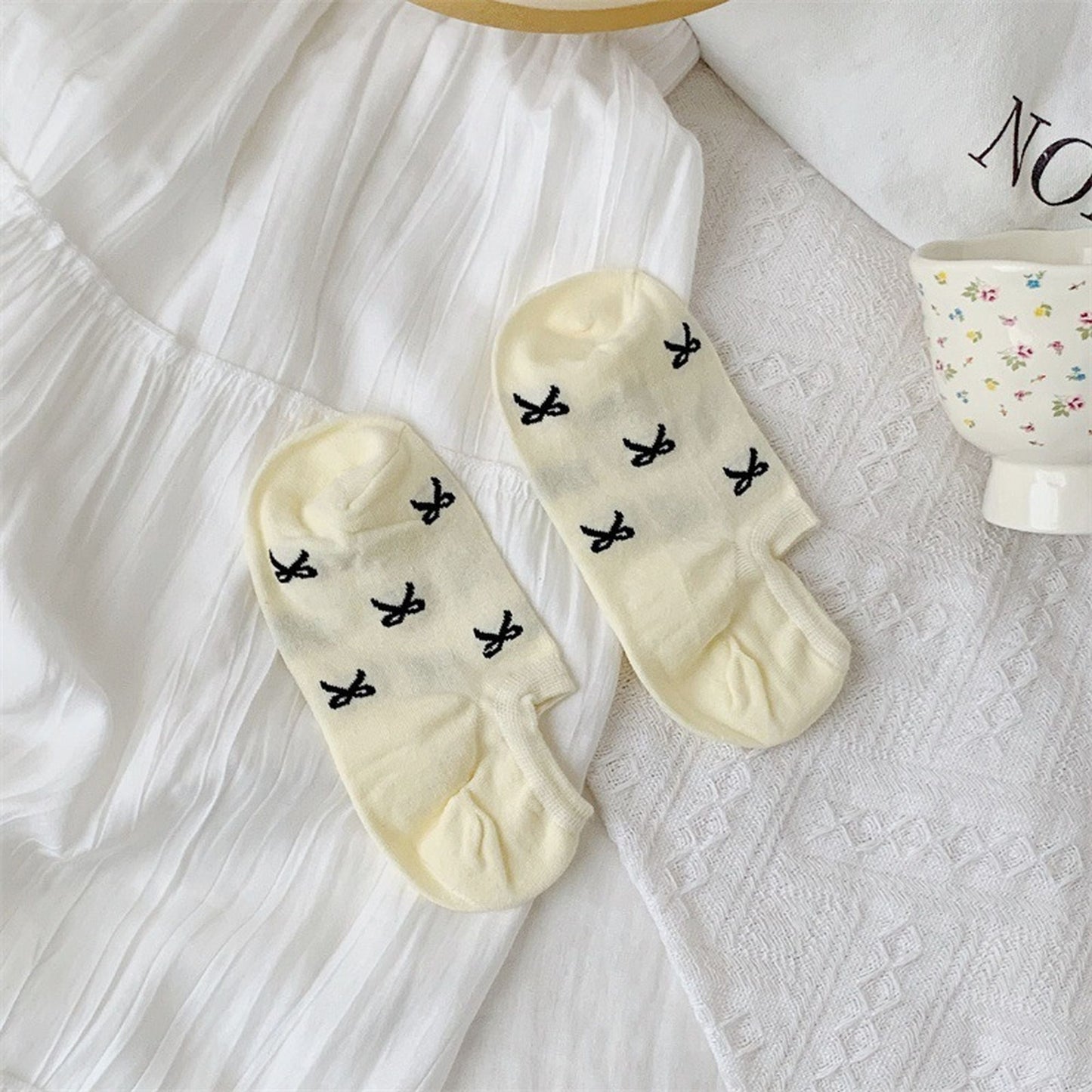 Anna-Kaci Women's No - Show Liner Socks with Bow Pattern 5Pk