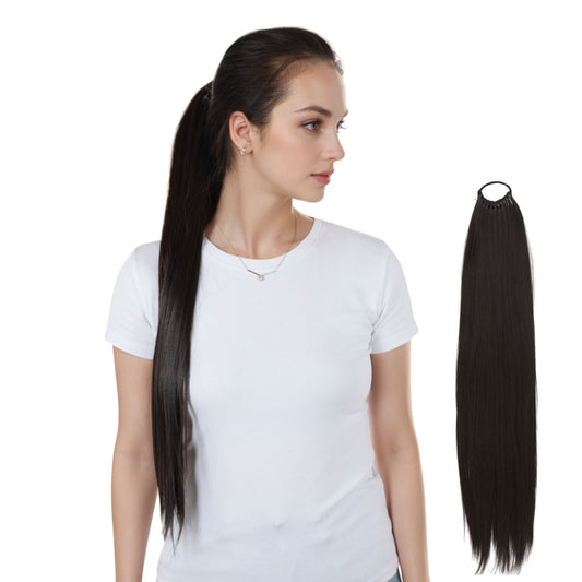 Alilang 24 Inch Long Straight Ponytail Extension Elastic Ring Long Straight Hair For Daily and Special Occasions