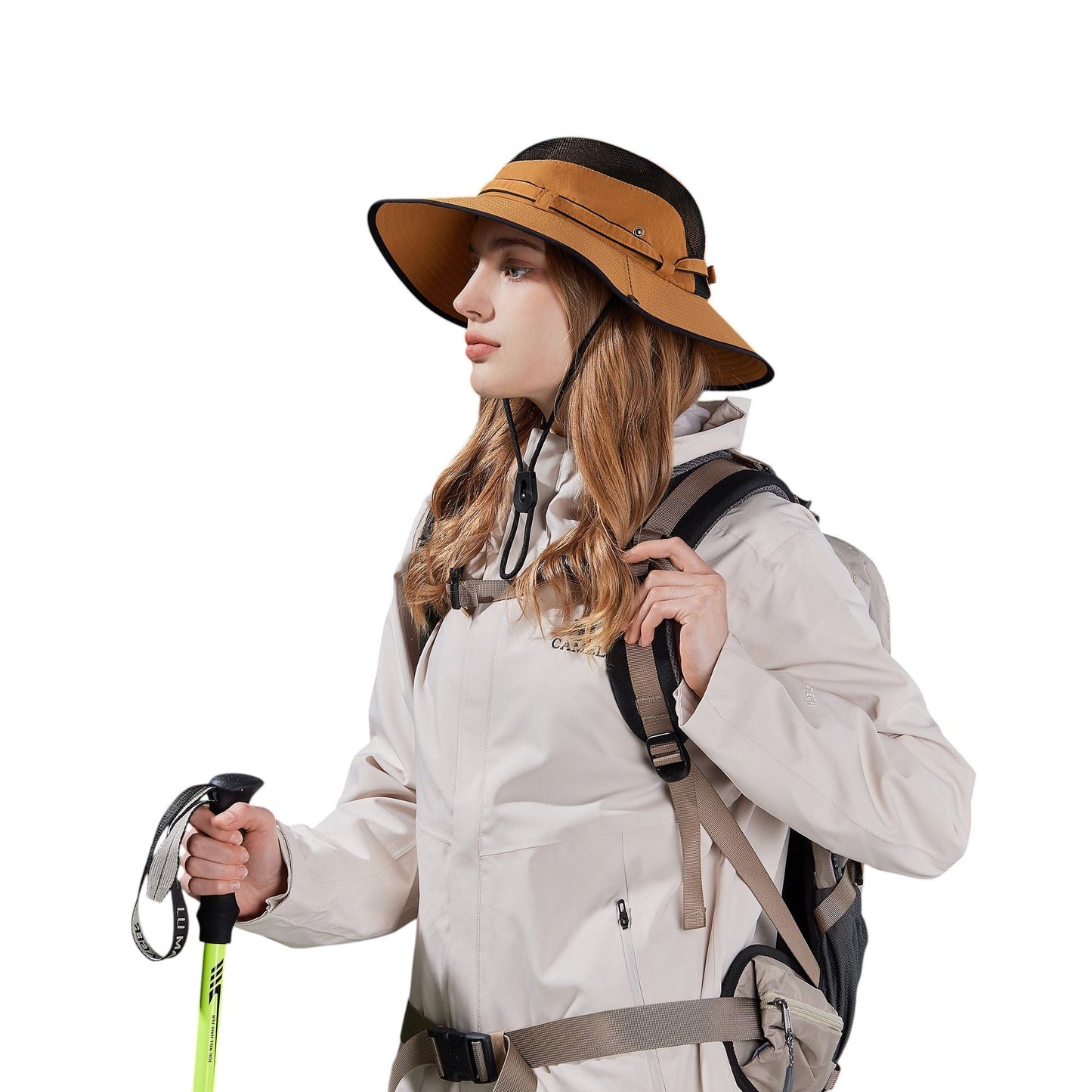 Anna-Kaci Wide Brim Outdoor Hat with Mesh Ventilation Snap-Up Sides and Chin Strap for Hiking, Beach, Travel, and Sun Protection