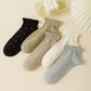 Anna-Kaci 5 Pairs Women¡¯s Ankle Socks Soft Ribbed Top with Small Polka Dot Pattern for Loafers Ballet Flats or Sneakers