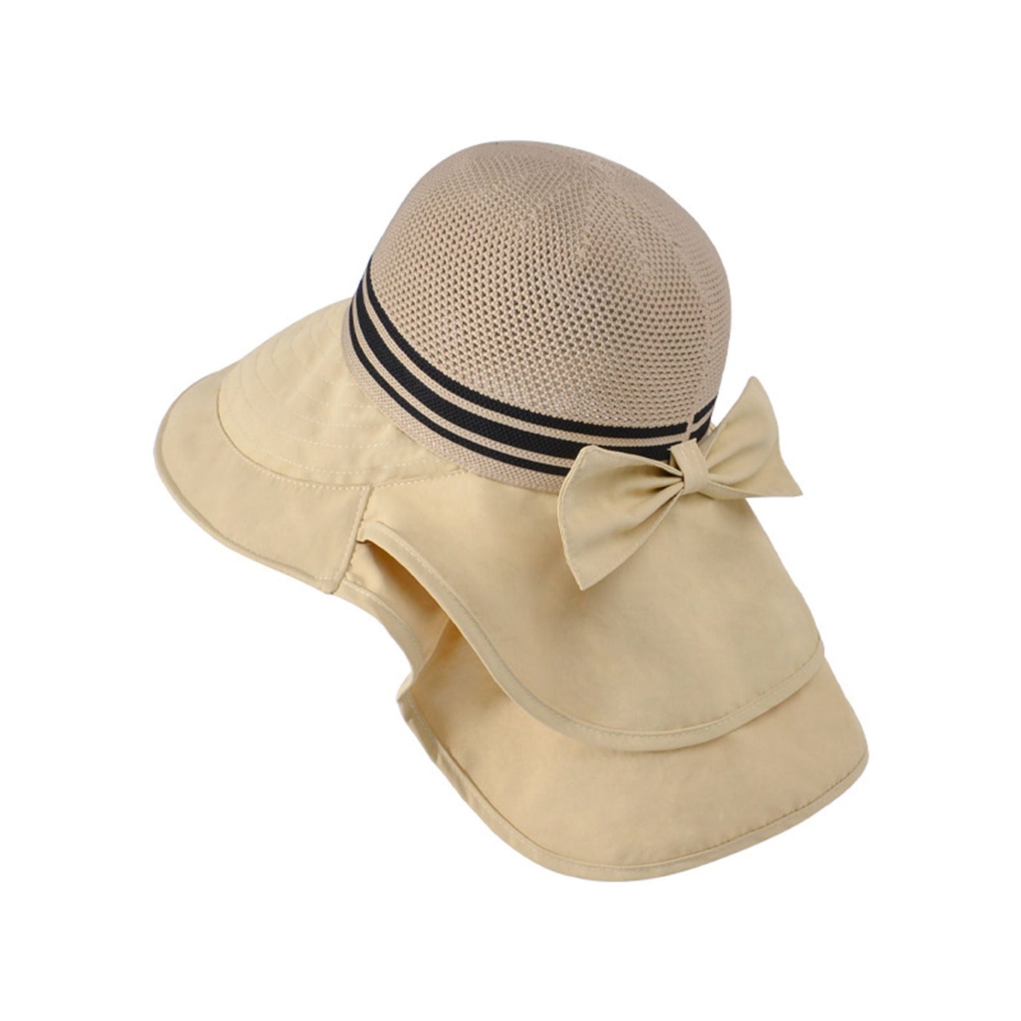 Anna-Kaci Wide Brim Mesh Sun Hat with Back Bow UV Protection Foldable Travel Hat for Women Outdoor Summer Style