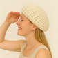 Anna-Kaci Women's Lightweight Crochet Beret Hat with Open Knit Pattern and Soft Stretch Fit
