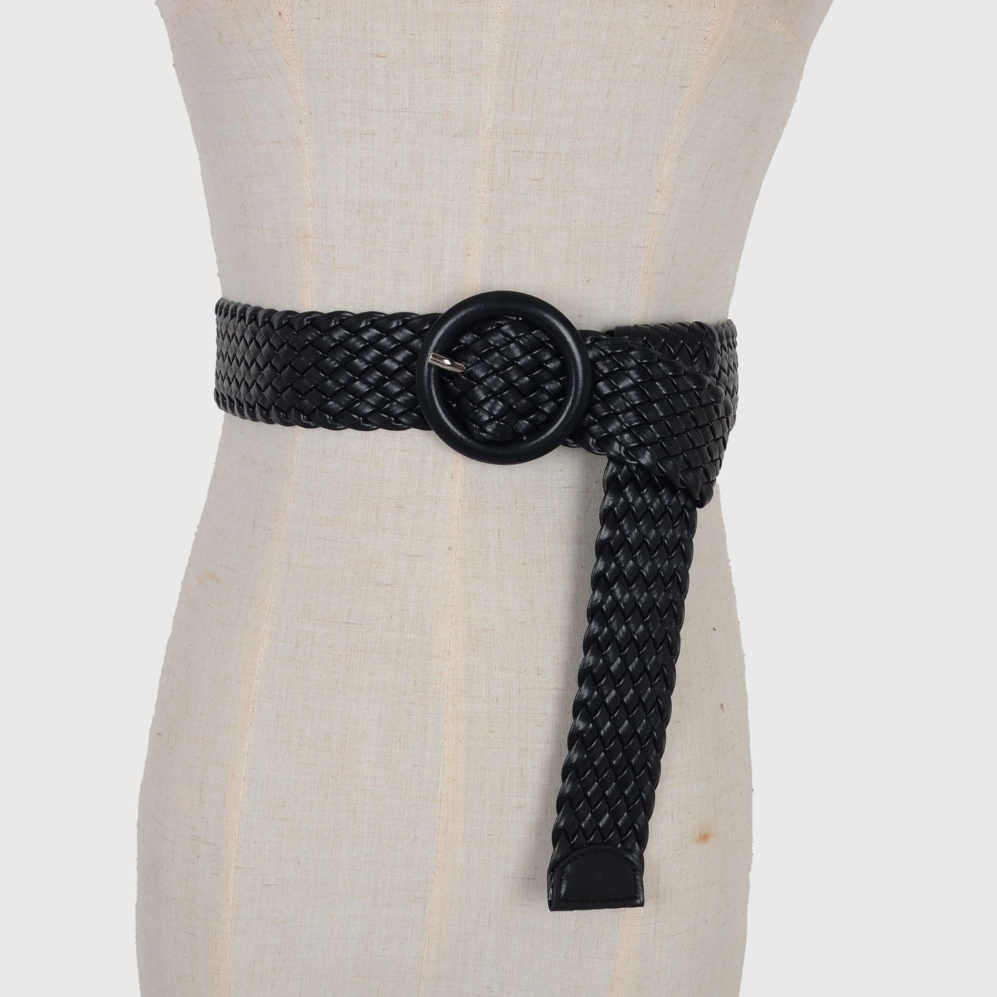 Anna-Kaci Sleek Woven Women's Belt with Plastic Buckle