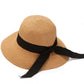 Anna-Kaci Wide Brim Straw Sun Hat with Black Ribbon Bow Adjustable Chin Strap Inner Sweatband for Outdoor and Travel Use