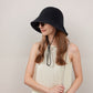 Anna-Kaci Crochet Bucket Hat with Adjustable Chin Strap and Back Button Eyelet Panel for Sun Protection