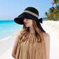 Anna-Kaci Wide Brim Mesh Sun Hat with Back Bow UV Protection Foldable Travel Hat for Women Outdoor Summer Style