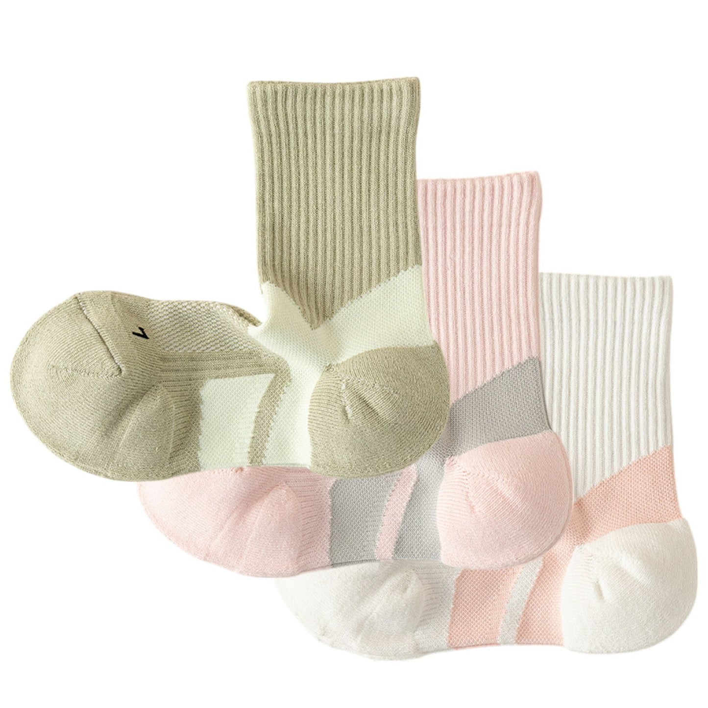 Anna-Kaci Women's 3-Pair Pack Cushioned Sports Crew Socks with Arch Support Mesh Panels and Ankle Compression