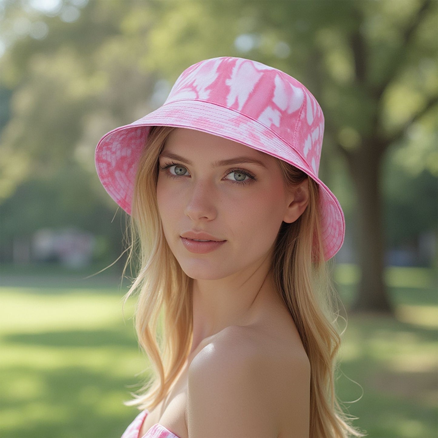 Anna-Kaci Summer Fisherman Hat Outdoor Travel Tie Dye Bucket Hat with Wide Brim Casual Sun Protection