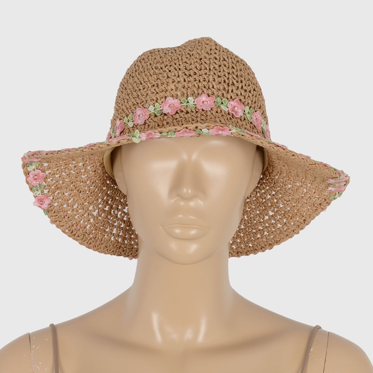 Anna-Kaci Women's Flower Embellishments Sun Hats Charming Crocheted Straw