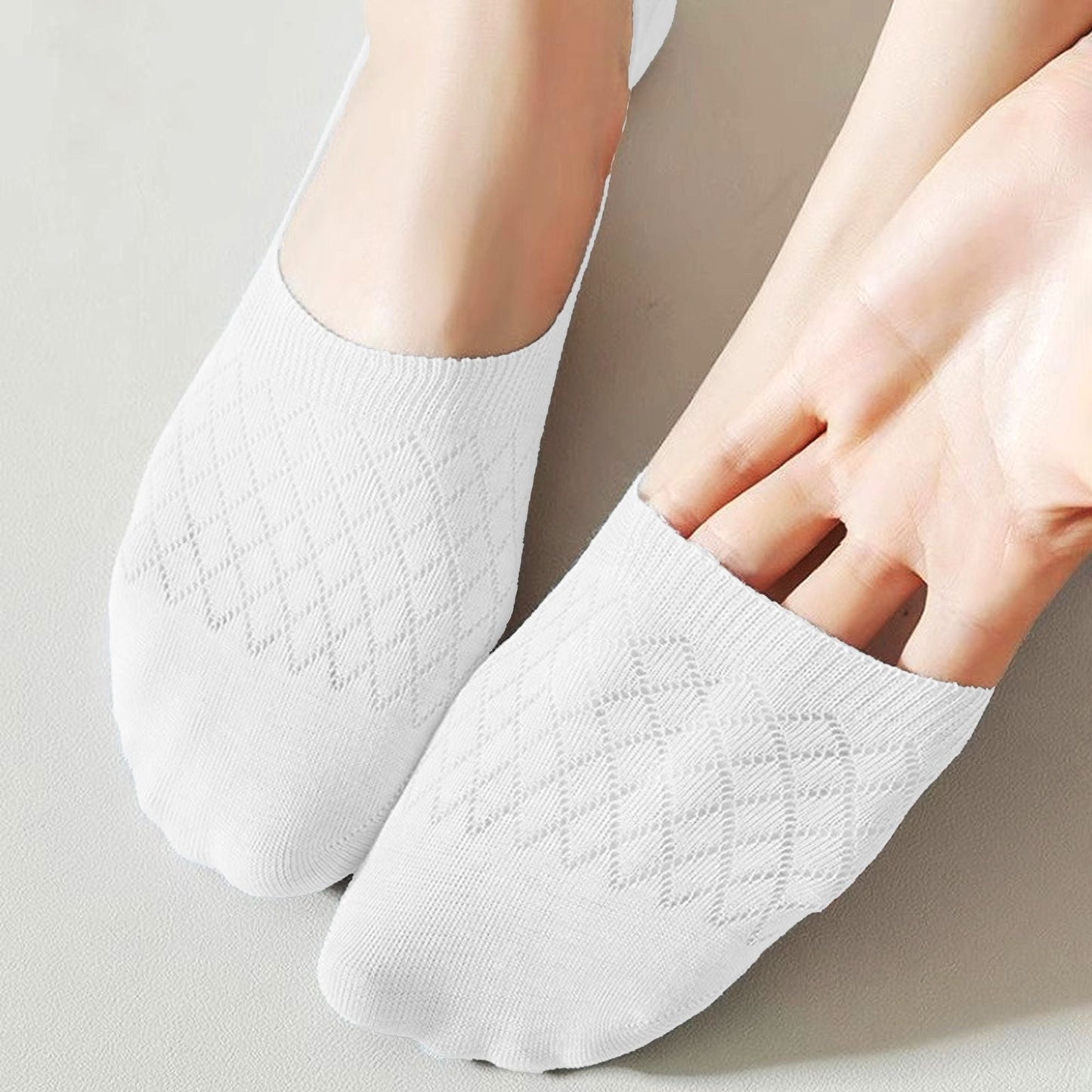 Anna-Kaci Women's Solid No Show Socks Non Slip Cotton 6Pk