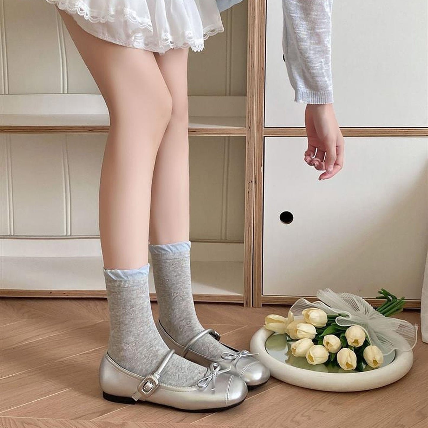 Anna-Kaci Women's Bow-Patterned Ruffle-Cuff Ankle Socks 6pk