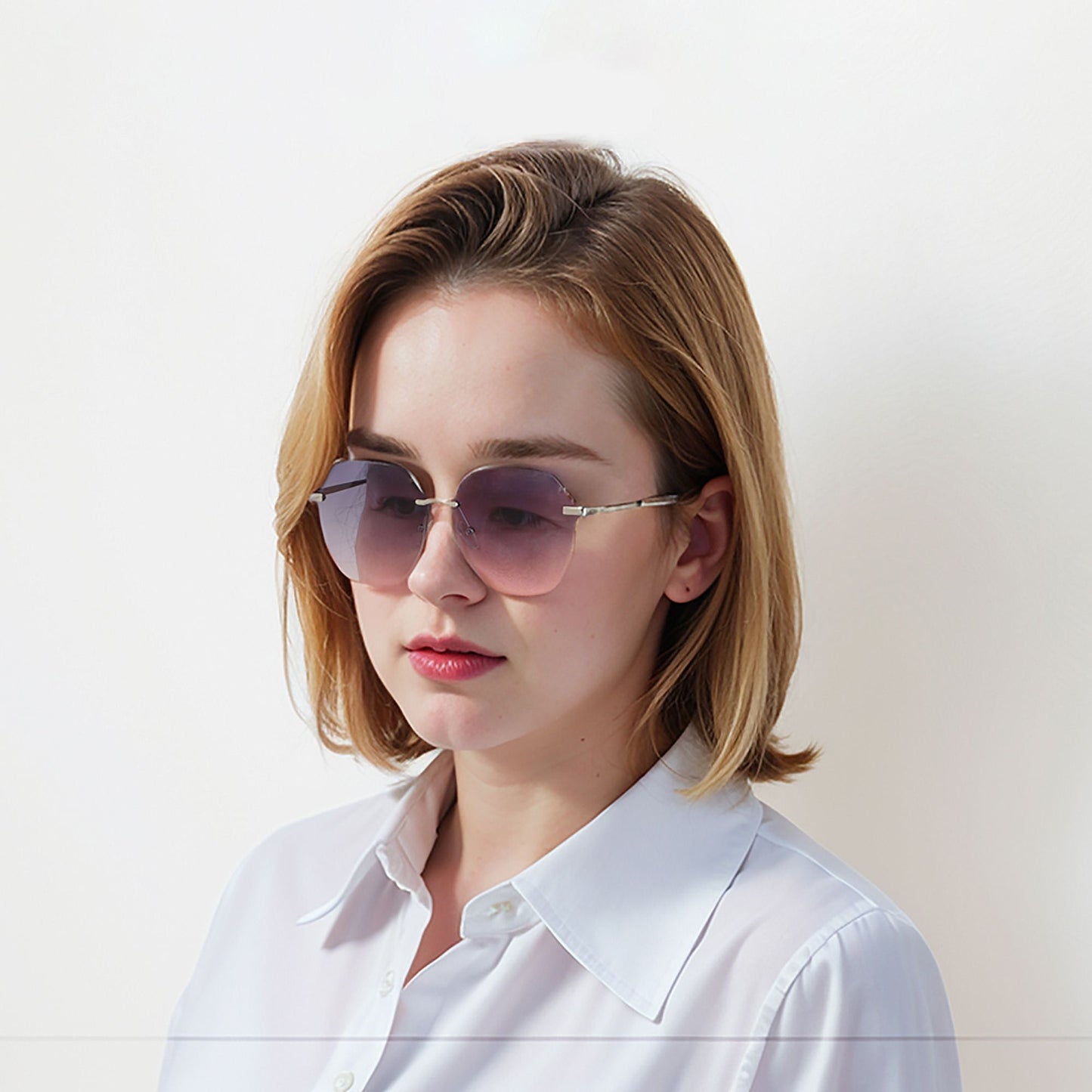Anna-Kaci Women's Stylish Hexagonal Rimless Gradient Sunglasses for Fashion Looks
