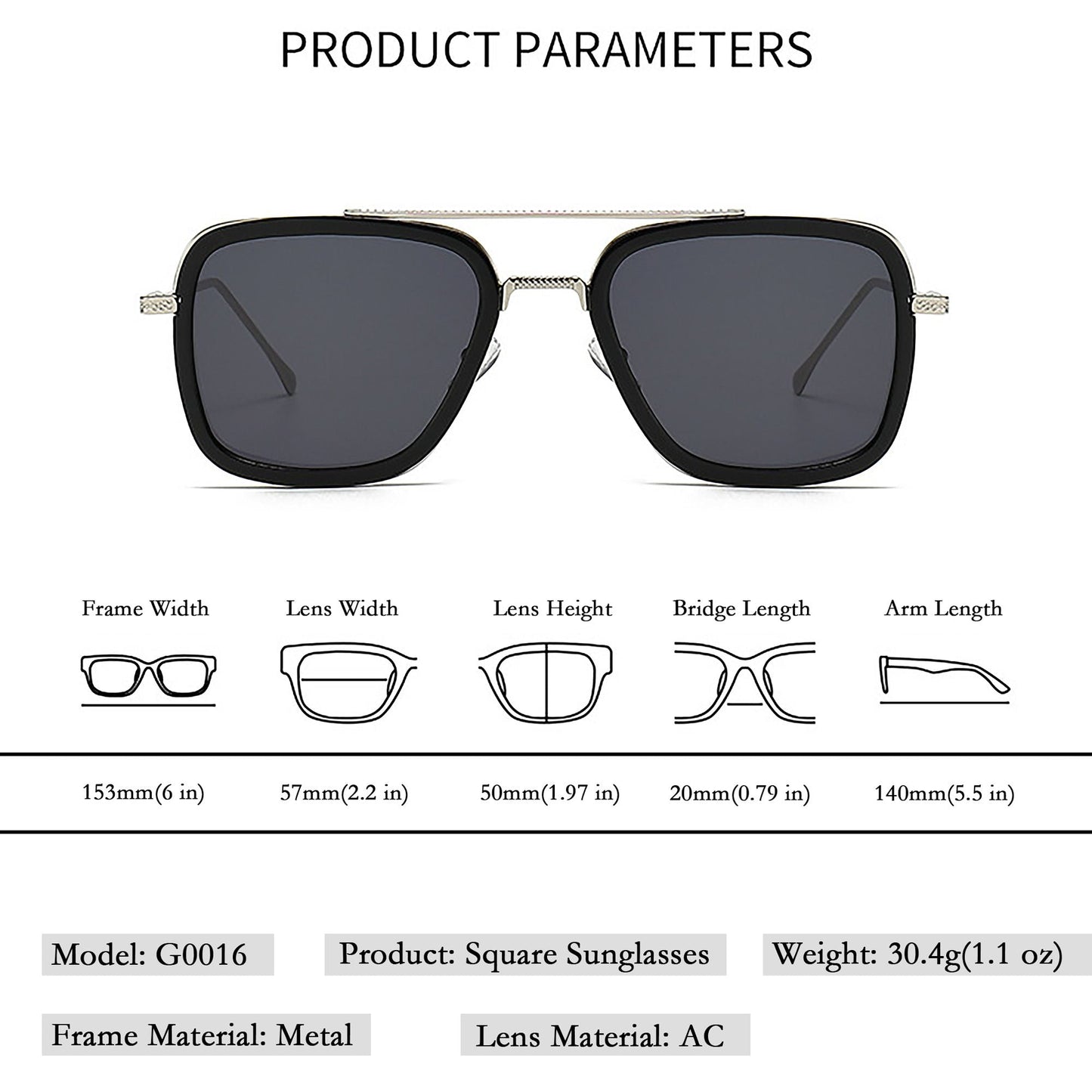 Anna-Kaci Women's Chic Square Frame Polarized Sunglasses UV400 Protection