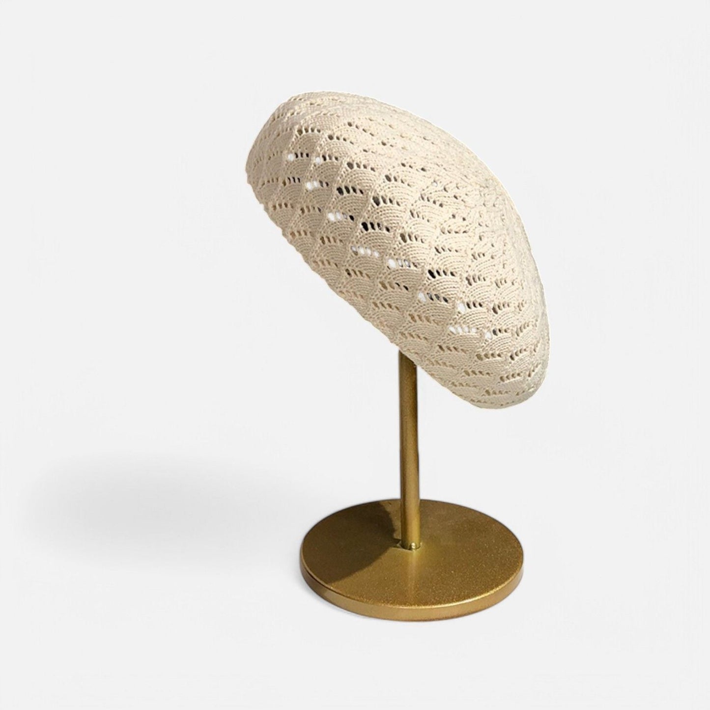 Anna-Kaci Women's Lightweight Crochet Beret Hat with Open Knit Pattern and Soft Stretch Fit