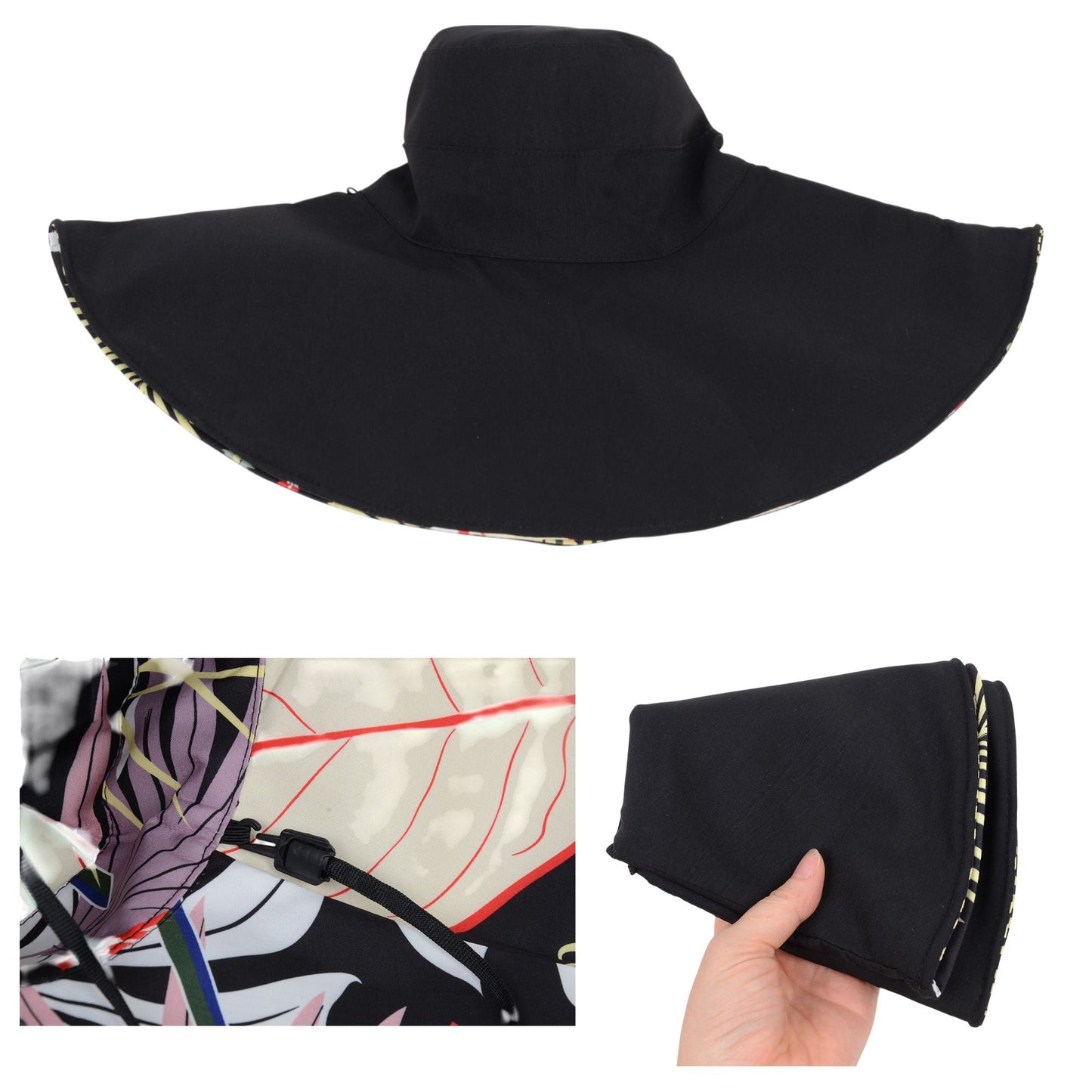 Anna-Kaci Wide Brim Floppy Sun Hat with Colorful Printed Underside UV Protection Lightweight Foldable Design for Outdoor Use