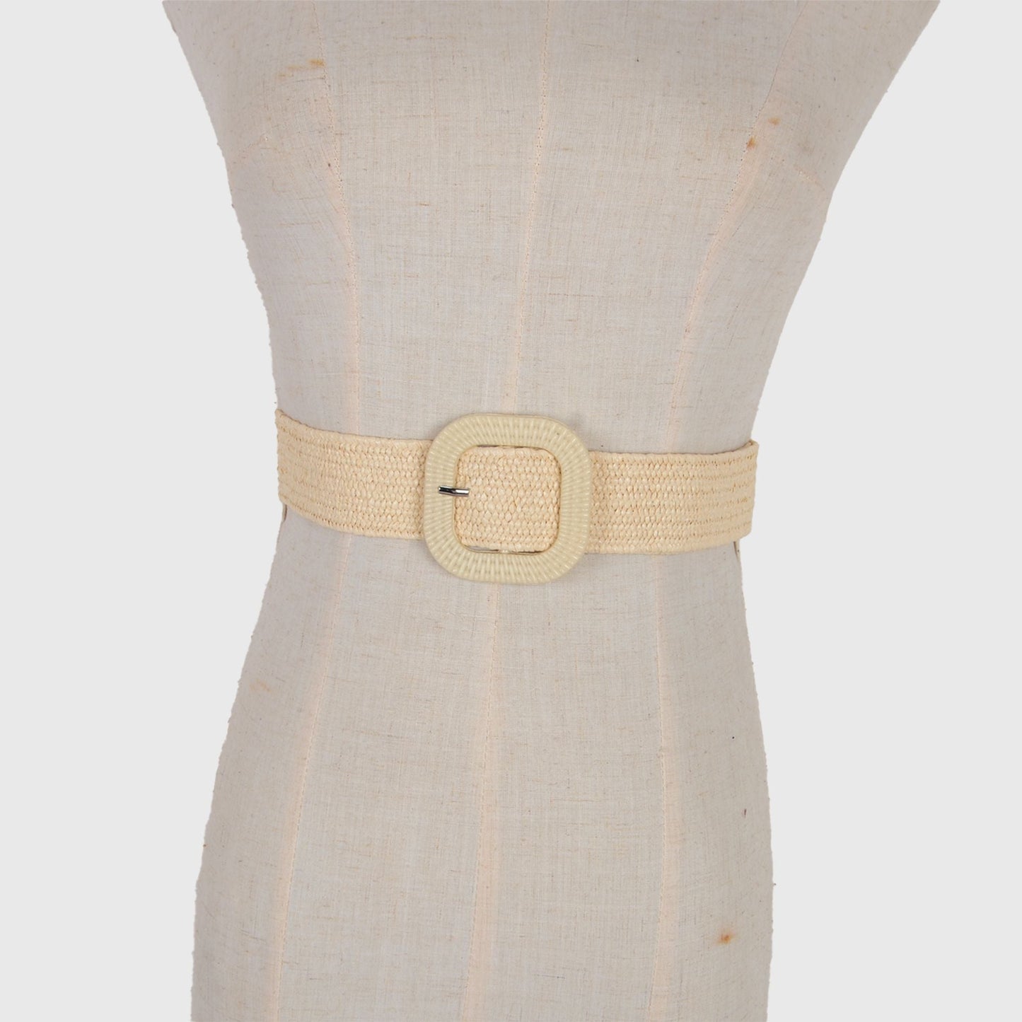 Anna-Kaci Elegant Straw Belt with Matching Woven Buckle
