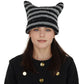 Alilang Vintage Crochet Hats Cute Cat Ear Striped Slouchy Beanies Cap for Women and Grey