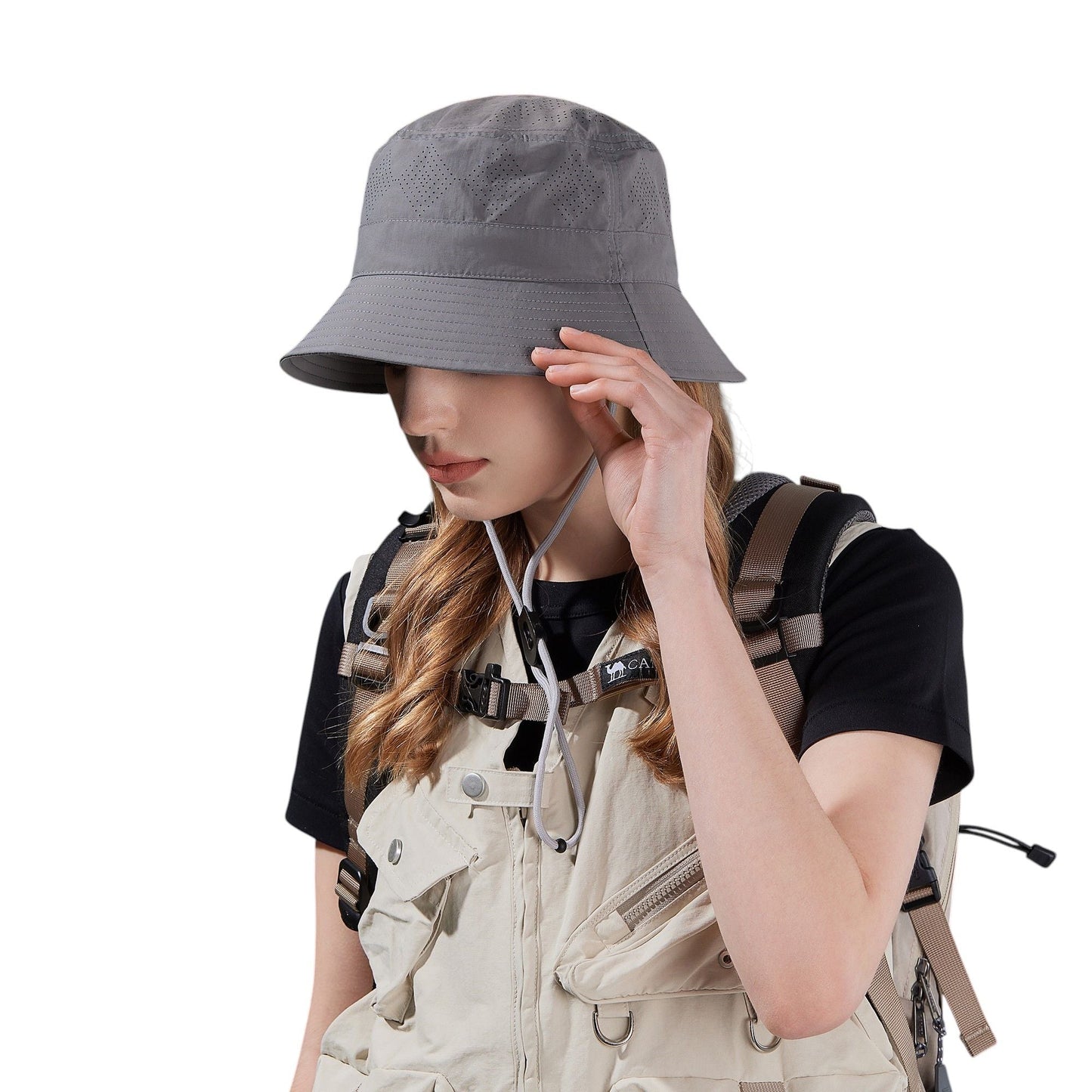 Anna-Kaci Lightweight Packable Bucket Hat with Ventilated Crown Chin Strap and Adjustable Fit for Travel Hiking and Outdoor Use
