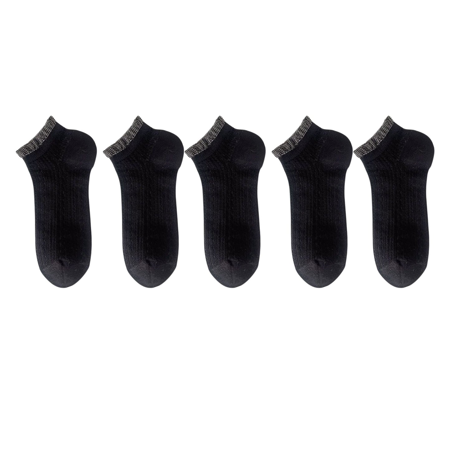 Anna-Kaci 5 Pairs Women's Ruffle Cuff Lace Knit Ankle Socks Breathable Soft Stretch Fabric with Multiple Color Options