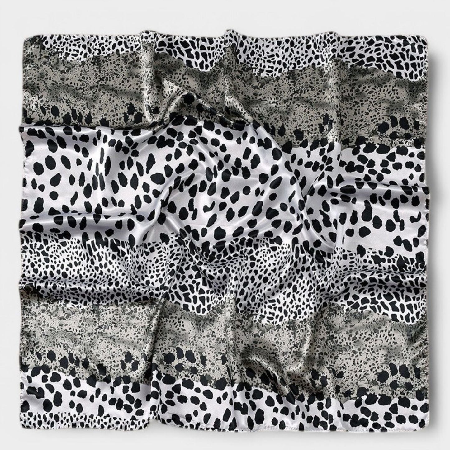 Anna-Kaci Women's Square Satin Scarf with Mixed Animal Print Pattern and Lightweight Silky Texture