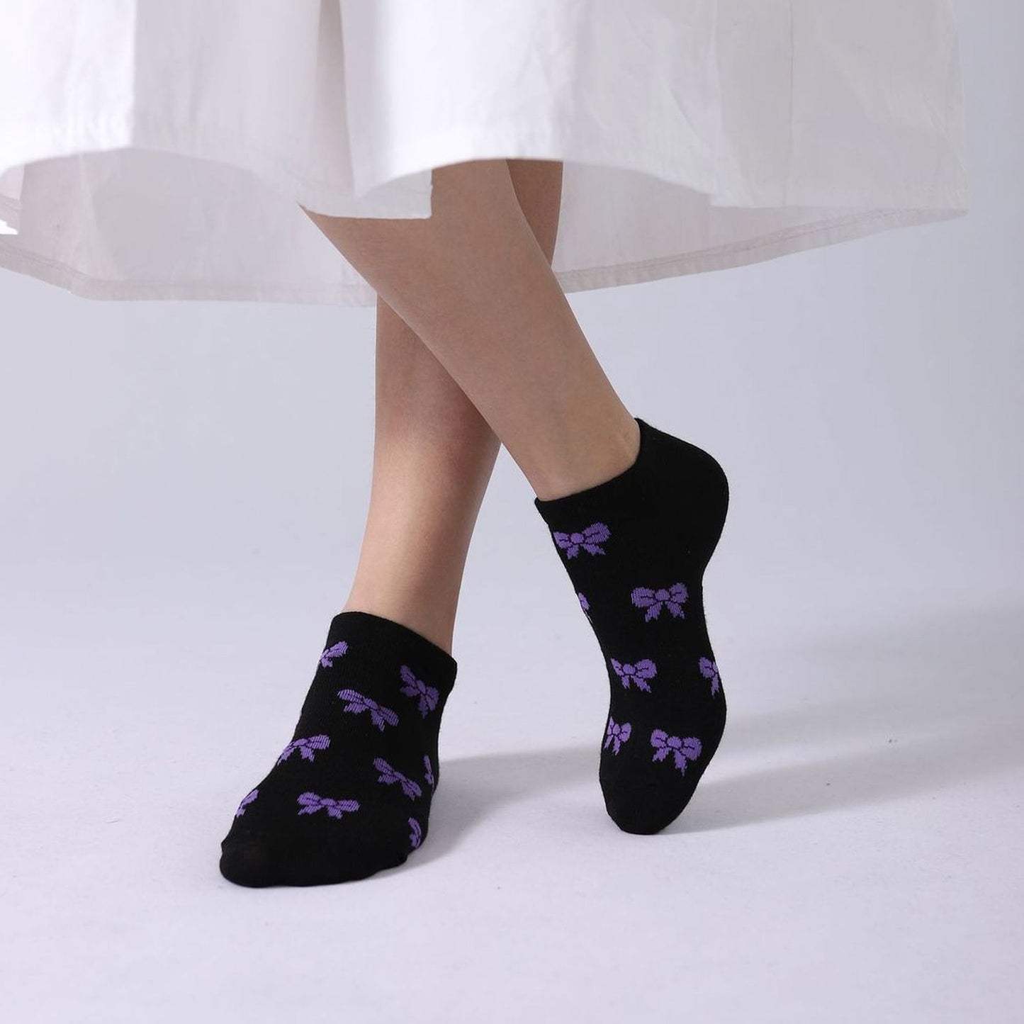 Anna-Kaci Women's No - Show Socks with Bow Pattern for Casual 5Pk