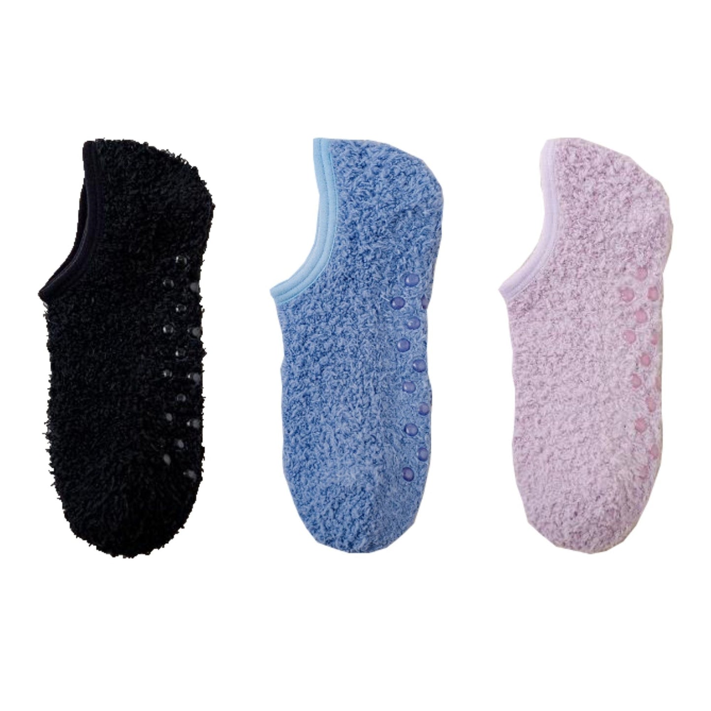 Anna-Kaci Women's 3-Pack Fuzzy Grip Socks Low Cut Non-Slip Soft Lounge Slipper Socks