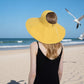 Anna-Kaci Wide Brim Sun Hat with Ponytail Hole Neck Tie Closure and Patterned Lining for UV Protection and Outdoor Style