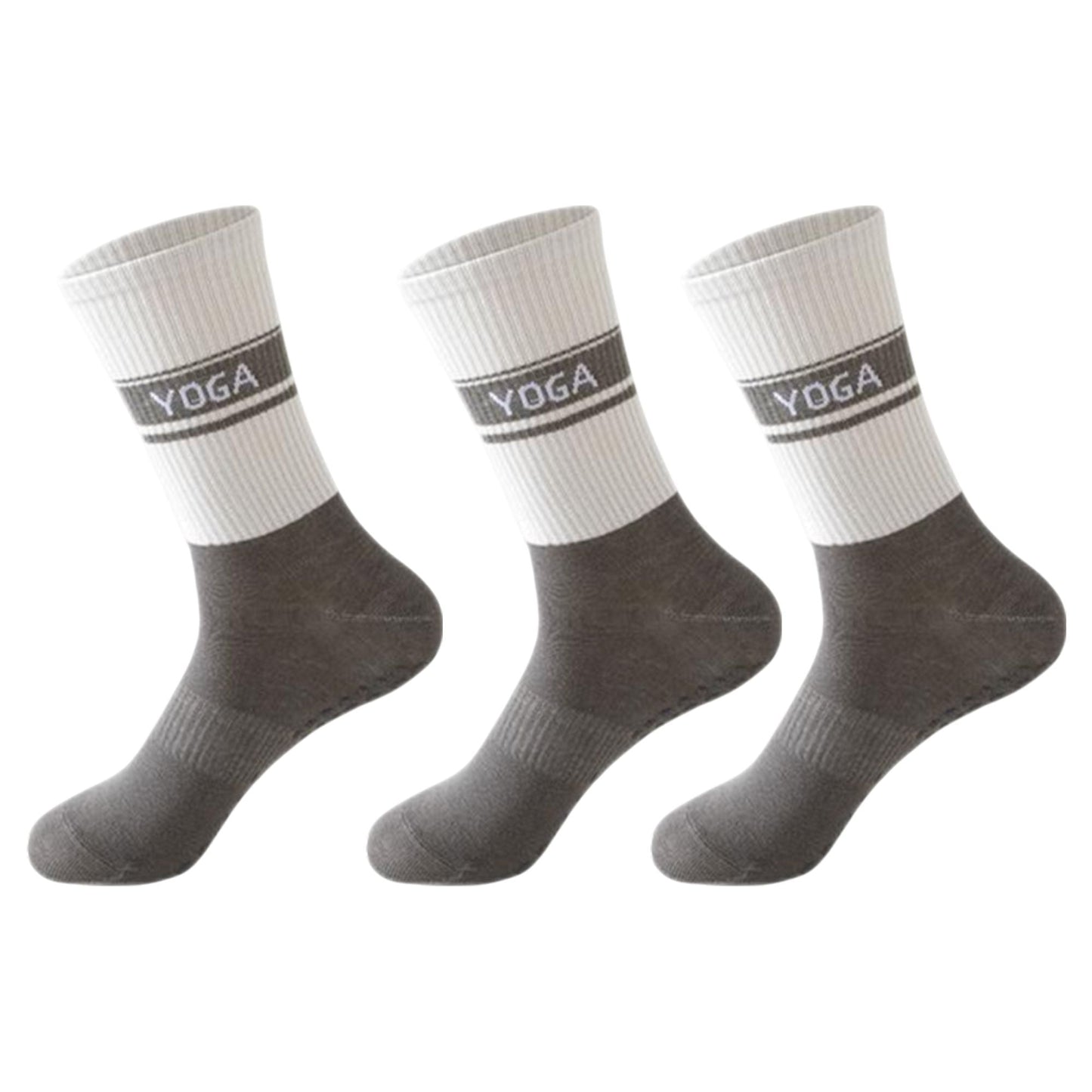 Anna-Kaci 3 Pairs Women's Non-Slip Yoga Crew Socks Soft Cotton Grip Sole Ribbed Cuff for Fitness