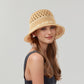 Anna-Kaci Crochet Knit Bucket Hat with Openwork Floral Pattern and Rolled Brim for Lightweight Summer Style