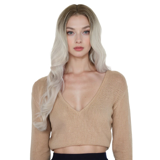 Alilang Long Wavy Wig for Women with Lace Hairline Heat Resistant Synthetic Wig for Daily and Party Use