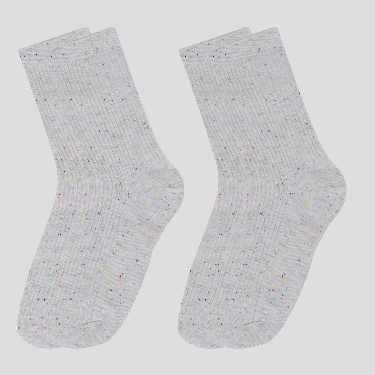 Anna-Kaci Women's Chic Style Solid Speckled Crew Socks Non Slip Cotton for Casual 2 Pairs 4 Season