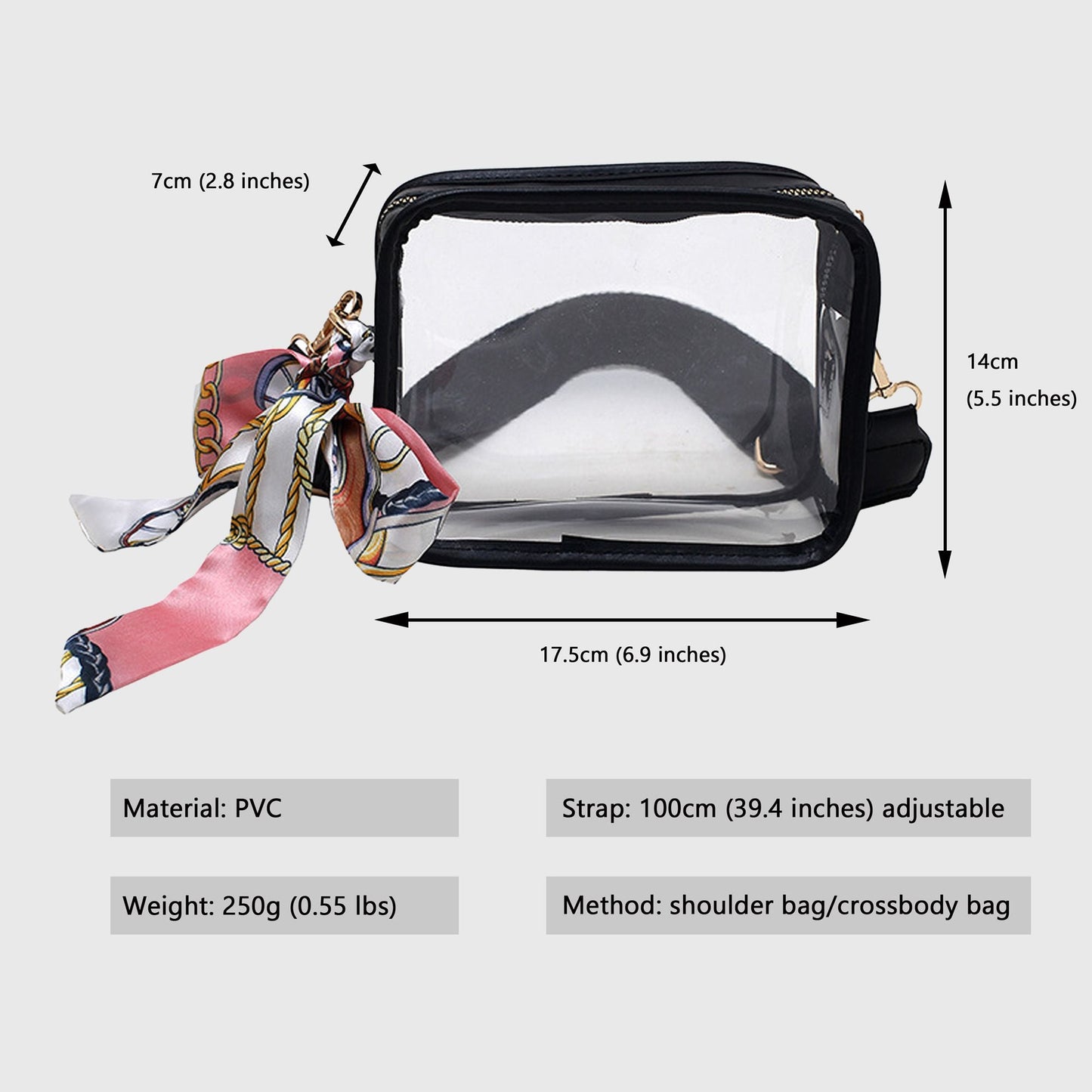 Anna-Kaci Women's Chic Transparent Crossbody & Messenger Bags with Decorative Scarf