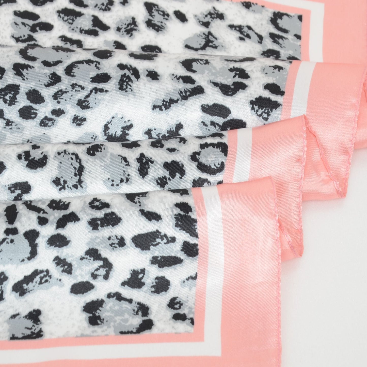 Anna-Kaci Women's Leopard Print Square Scarf with Contrast Border Satin Feel Lightweight Neck Accessory