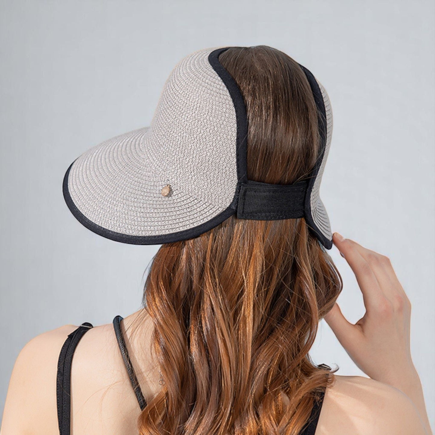 Anna-Kaci Roll Up Wide Brim Visor Sun Hat with Ponytail Hole and UV Protection Lightweight Packable Foldable Summer Cap
