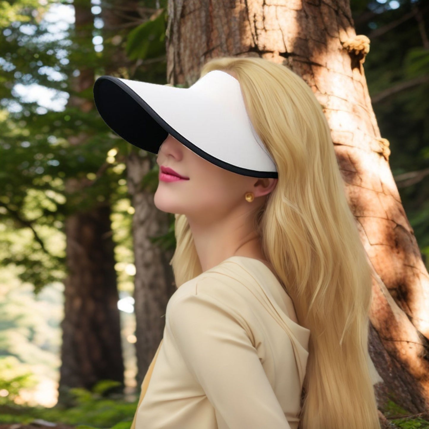 Anna-Kaci Women's Wide Brim Sun Visor Hat with Contrast Trim and Adjustable Back Strap